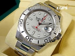 ROLEX 勞力士 Yacht-Master 40 蠔式 遊艇名仕型 116622 經典夜光賓士指針 PT950 鉑金刻度外圈 <font color=#cad6ef>絕版鉑金噴砂面盤</font>搭配<font color=#FF0000>紅色秒針</font> 不鏽鋼 自動上鍊 40mm