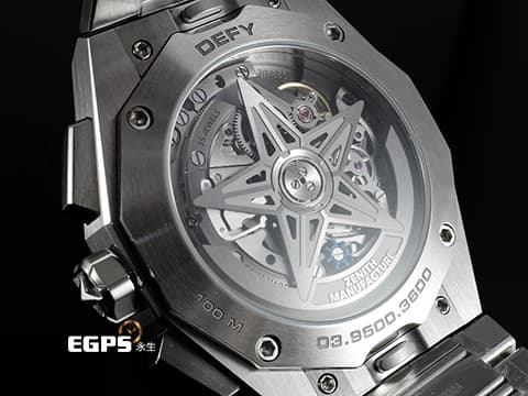 ZENITH 真力時 DEFY Skyline 碟飛 03.9500.3600/01.I001 不鏽鋼材質 銀白色旭日紋圖案面盤  2025年保卡 附原廠綠色橡膠錶帶  自動上鍊 42mm