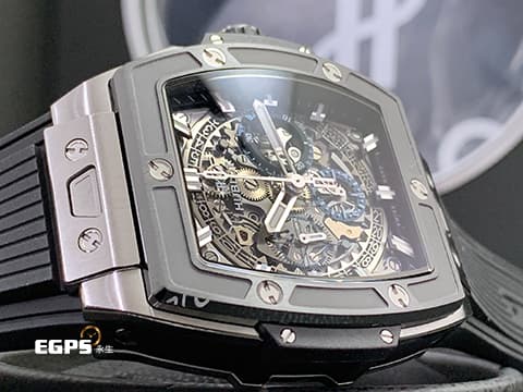 Hublot 宇舶 Spirit of Big Bang 大爆炸 靈魂系列 642.NM.0170.RX 計時碼表 鈦金屬材質 黑色陶瓷錶框 鏤空面盤 2022年電子保單 快拆式錶帶 自動上鍊 42mm
