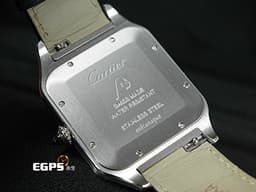 CARTIER 卡地亞 Santos-Dumont 山度士 杜蒙特 WSSA0032 經典 超大型款<font color="#ffb43f">&nbsp;</font><font color="#2f6ce4">鑲嵌藍色寶石錶冠 藍鋼指針</font><font color="#49bcd7">&nbsp;</font>不鏽鋼材質&nbsp;<font color="#FF0000">2022年保單 </font> 手上鍊 46.6x33.9mm