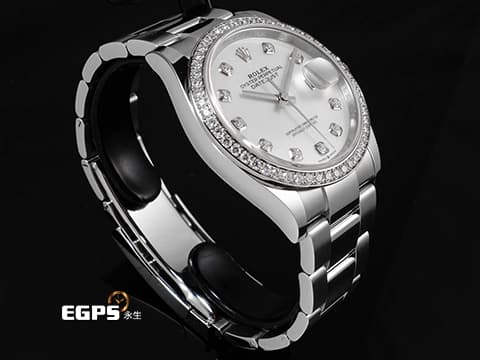 ROLEX 勞力士 DATEJUST 36 蠔式日誌型 126284RBR 白色珍珠貝母面盤 原廠鑲鑽外圈 鑽石時標 2025年新式保卡&nbsp;自動上鍊 36mm