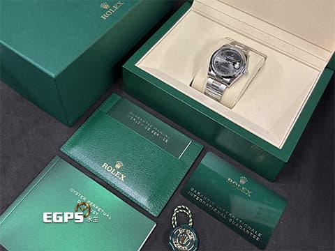 ROLEX 勞力士 Datejust 36 蠔式日誌型 DJ36 126200 不鏽鋼材質&nbsp;石板灰色面盤搭配綠羅馬時標 溫布頓&nbsp;2025年保卡 蠔式（Oyster）三節錶帶 自動上鍊 36mm