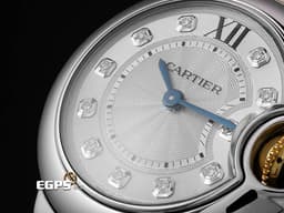 CARTIER 卡地亞 Ballon Bleu 藍氣球 WE902030 18K玫瑰金材質 半金款 <font color="#05f0f0">原廠鑲嵌鑽石時標&nbsp;銀白色雕紋錶盤</font>&nbsp;石英機芯 28.6mm