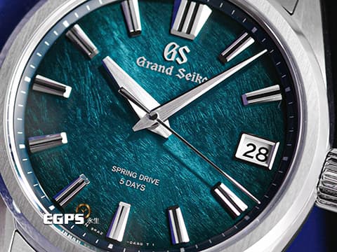 GRAND SEIKO 特級精工 GS 精工 Evolution 9系列 SLGA025G「阿寺溪藍」Spring Drive 五日鍊 動能顯示&nbsp;錶盤設計源自「阿寺川」為靈感，被譽為擁有翡翠般清澈碧綠的長野縣阿寺溪谷，錶盤上的紋理隨著入光角度的不同而發生變化，細緻地展現了河水的自然流動&nbsp;白鈦材質&nbsp;2024年台灣公司貨 自動上鍊 40mm