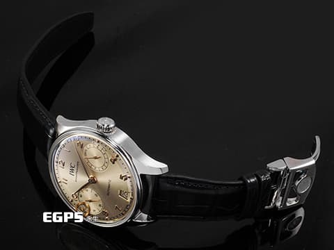 IWC 萬國錶 Portuguese 葡萄牙系列 IW501705 不鏽鋼材質 沙漠金色太陽紋放射面盤 七日動力儲存顯示&nbsp;2025年保卡 台灣公司貨&nbsp;自動上鏈 42.4mm