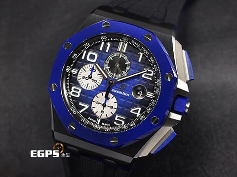 AUDEMARS PIGUET 愛彼 AP錶 ROYAL OAK OFFSHORE 皇家橡樹離岸型  26405CE.OO.A030CA.01 2021年 黑色帆布壓紋橡膠錶帶 計時碼表 自動上鍊&nbsp;44mm