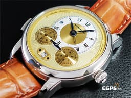 MONTBLANC 萬寶龍 Nicolas Rieussec 7138 128674 尼可拉斯 <font color="#fafa01">金色面盤</font> 單把計時 兩地時間 <font color="#FF0000">時間書寫器 200週年紀念 2022年保單 限量200只&nbsp;</font>自動上鍊 44.8mm