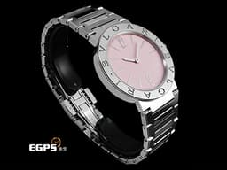 BVLGARI 寶格麗 Bulgari Lady系列 103711 不鏽鋼材質&nbsp;<font color="#fdc4dd">粉紅色面盤 鑲嵌粉色尖晶石錶冠</font>&nbsp;<font color="#ff0000">2026年保卡</font>&nbsp;石英機芯 33mm
