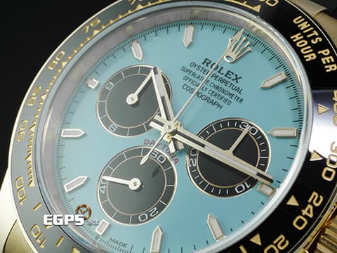 ROLEX 勞力士 Daytona 迪通拿 126518LN 計時碼表 18K黃金材質 陶瓷錶圈&nbsp;Tiffany 蒂芬妮 綠松石色面盤&nbsp;2026年保卡  賽車錶 自動上鍊 40mm
