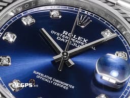 ROLEX 勞力士 DATEJUST 126334 蠔式日誌型 經典 不鏽鋼材質 <font color="#05f0f0">18K白金太陽坑紋錶圈&nbsp;鑽石時標藍色面盤&nbsp;</font><font color="#FF0000">2022年保卡</font>&nbsp;自動上鏈 41mm