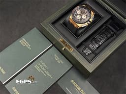 Audemars Piguet AP錶 愛彼 Royal Oak Offshore 皇家橡樹離岸型 飛返計時碼錶  26420RO.OO.A002CA.01  18K玫瑰金材質&nbsp;<font color="#fde8c4">大金貓 黑色陶</font><font color="#ffe5c7">瓷錶圈  黑色超大格紋面盤</font><font color="#F75000"> </font> <font color="#FF0000">2022年保卡 新式快拆錶帶 2026年已回原廠完整保養</font>&nbsp;自動上鏈&nbsp;43mm