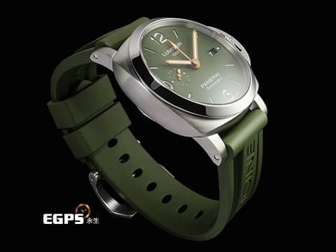 PANERAI 沛納海 Luminor 1950 3 Days GMT PAM1056 PAM01056 印度板球傳奇球星&nbsp;Mr.Dohni聯名限量款 軍綠色面盤&nbsp;金質指針、小秒針 2020年保卡 限量251支&nbsp;自動上鍊  44mm