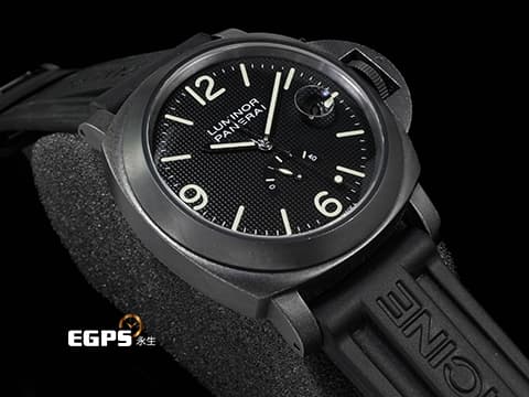 PANERAI 沛納海 LUMINOR PAM028 PAM00028 DLC鍍黑不鏽鋼材質  動能儲存顯示 黑色釘格紋面盤  復刻限量版，全球限量1000只，附限量證書  自動上鍊 44mm