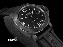 PANERAI 沛納海 LUMINOR PAM028 PAM00028 DLC鍍黑不鏽鋼材質 <font color=#70cce1> 動能儲存顯示 黑色釘格紋面盤 </font> <font color=#FF0000>復刻限量版，全球限量1000只，附限量證書 </font> 自動上鍊 44mm