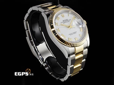 ROLEX 勞力士 Datejust 36 蠔式日誌型 126233 18K黃金與不鏽鋼材質&nbsp;半金款 DJ36 白色面盤搭配黃金立體羅馬數字時標 2025年卡&nbsp;自動上鍊 36mm