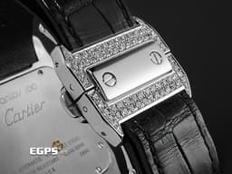 CARTIER 卡地亞 Santos 100 de Cartier 山度士 大型 經典 不鏽鋼材質 <font color="#05f0f0">精鑲鑽石滿天星面盤、錶圈、錶扣</font>&nbsp;自動上鍊 41mm