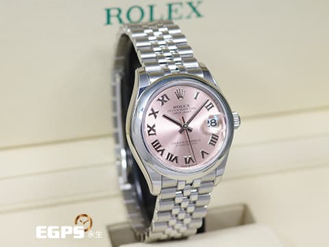 ROLEX 勞力士 Datejust 31 蠔式日誌型 278240 粉紅色錶面盤 羅馬數字時標 經典 DJ31 不鏽鋼 2025年保單 紀念型（Jubilee）錶帶 自動上鍊 31mm