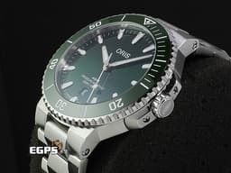 ORIS 豪利時 Aquis Date 時間之海 0173377894157&nbsp;<font color="#009100">綠色陶瓷錶圈 綠色面盤 綠水鬼</font> 不鏽鋼材質 <font color="#ff0000">2025年保卡</font><font color="#FF0000"></font> 潛水錶 自動上鍊 43.5mm