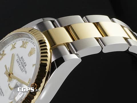 ROLEX 勞力士 Datejust 36 蠔式日誌型 126233 18K黃金與不鏽鋼材質&nbsp;半金款 DJ36 白色面盤搭配黃金立體羅馬數字時標 2025年卡&nbsp;自動上鍊 36mm