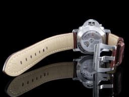 PANERAI 沛納海 Luminor 1950 GMT PAM320 三日鍊 兩地時區 <font color="#ff0000">經典黑色三明治面盤 棕色鱷魚紋皮革錶帶</font><font color="#892f2f">&nbsp;</font>經典黑色三明治面盤 自動上鍊 44mm