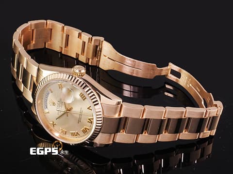 ROLEX 勞力士 Day-Date DD36 星期日誌型型 118235 18K永恆玫瑰金 玫瑰金色面盤 羅馬數字面&nbsp;台灣公司貨 自動上鍊 36mm