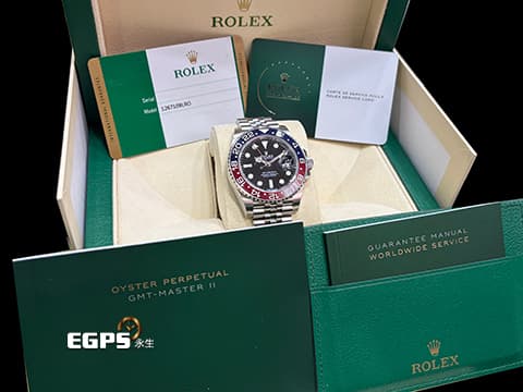 ROLEX 勞力士 GMT-Master II 蠔式 格林威治型 126710 BLRO 紅藍雙色陶瓷外圈 126710BLRO 兩地時區 Pepsi 百事圈&nbsp;2020年保卡 原廠保固至2028年6月 紀念型（Jubilee）五銖錶帶&nbsp;自動上鍊 40mm
