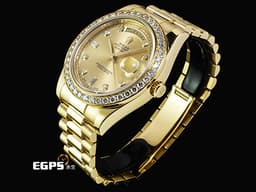 ROLEX 勞力士 DAY-DATE 40 DD40 蠔式 星期日曆型 218348 18K黃金材質 <font color="#05f0f0">原廠鑲嵌鑽石錶圈、時標</font> <font color="#f7e8cf">香檳金色面盤</font>&nbsp;<font color="#ff0000">2015年保卡 台灣公司貨 </font>自動上鏈 40mm