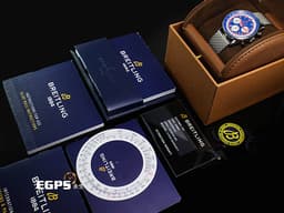 BREITLING 百年靈 NAVITIMER B01 CHRONOGRAPH 航空計時 AB01212B1C1A1 不鏽鋼材質 <font color="#05f0f0">藍紅配色面盤 泛美特別版</font>&nbsp;<font color="#FF0000">百年靈自製01機芯 2020年保單 </font> 自動上鍊 43mm