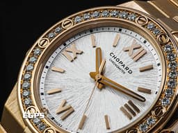 CHOPARD 蕭邦 Alpine Eagle 33 雪山傲翼 阿爾卑斯雄鷹 295384-5001 18K玫瑰金材質 <font color="#05f0f0">原廠鑲嵌鑽石錶圈</font>&nbsp;<font color="#05f0f0">銀白色螺旋放射紋面盤</font> 大三針&nbsp;<font color="#FF0000">2023年保單 新錶定價：1,600,000元</font>&nbsp;自動上鍊 33mm