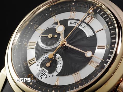BREGUET 寶璣 Marine Big Date 航海系列 航海家 5827BR/Z2/5ZU 銀白色雕紋面盤&nbsp;大日期顯示窗、飛返計時功能&nbsp;整支重約4.87兩&nbsp;自動上鍊 42mm