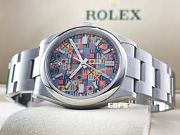 ROLEX 勞力士 Oyster Perpetual 36 經典 蠔式恆動型 126000 <font color="#fa00fa">新款</font>&nbsp;<font color="#0582f5">彩色紀念花紋</font><font color="#05f0f0">漆面圖案面盤</font><font color="FFB7DD"> </font> OP36 904L不鏽鋼 126000-0016 大三針&nbsp;<font color="#FF0000">2026年 新式木質保卡</font> 自動上鍊 36mm