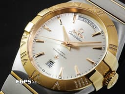 OMEGA 歐米茄 Constellation 星座 12325382202001 18K玫瑰金材質 <font color="#ffff00">經典扣爪設計 星期&amp;日期顯示窗 原廠鑲嵌鑽石羅馬數字時標</font> <font color="#ff0000">2026年保卡 新錶訂價：594,500元</font>&nbsp;自動上鏈 38mm