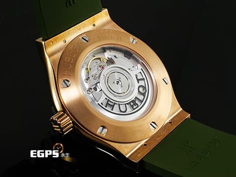 HUBLOT 宇舶 Classic Fusion Chronograph Titanium 42 經典融合 542.OX.8980.RX 宇舶獨家 18K王金材質&nbsp;綠色太陽紋面盤 2025年電子保單 僅試戴極新品&nbsp;自動上鍊 42mm