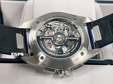 ZENITH 真力時 PILOT BIG DATE FLYBACK 03.4000.3652/51.I003 不鏽鋼材質 飛返計時功能 瞬跳大日期窗 藍色裝飾橫向凹紋 三色分鐘計時 2024年保卡專門店限定版&nbsp; 自動上鍊 42.5mm