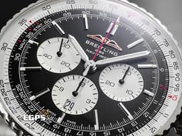 BREITLING 百年靈 Navitimer B01 Chronograph 46 航空計時 AB01372 AB0137211B1A1 不鏽鋼材質 計時碼表 <font color=#9fdbe9>黑色熊貓面盤</font> <font color=#FF0000>2025年保單 經典環形飛行滑尺 百年靈自製01機芯</font> 自動上鍊 46mm