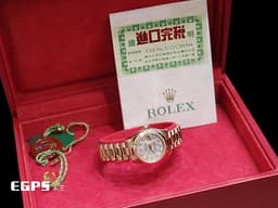ROLEX 勞力士 Lady-Datejust 26 蠔式日誌型 179175 Met&nbsp;<font color="#79c9ec">原廠鑽石時標 Meteorite 隕石面盤</font>&nbsp;永恆玫瑰金 DJ26 經典三角坑紋錶圈&nbsp;<font color="#FF0000">台灣公司貨 元首型（President）錶帶 總統帶</font>&nbsp;自動上鍊 26mm