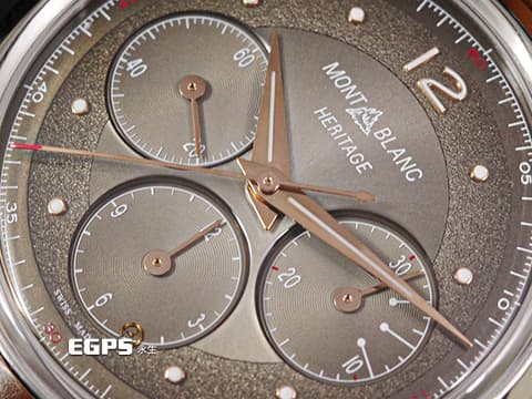 Montblanc 萬寶龍 Heritage Chronograph 傳承系列 128671 淺棕色面盤 不鏽鋼 計時碼表&nbsp;2025年保卡  自動上鍊 40mm