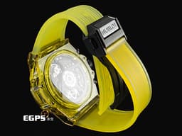 Hublot 宇舶 BIG BANG Unico 大爆炸 三日鍊 飛返計時碼錶 441.JY.4909.RT <font color="#fafa01">黃色拋光藍寶石水晶材質錶殼 原廠特殊水晶材質錶盒 鏤空面盤</font> <font color="#ff0000">2021年保卡 限量100支 新錶訂價：3,270,000元</font>&nbsp;自動上鍊 42mm
