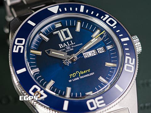 BALL WATCH 波爾錶 ENGINEER MASTER II DM3308A-S3-BER 70週年紀念 不鏽鋼材質 藍色面盤&nbsp;彩虹自體發光氚氣燈管指針、時標 2023年台灣公司貨 限量500只&nbsp;自動上鍊 42mm