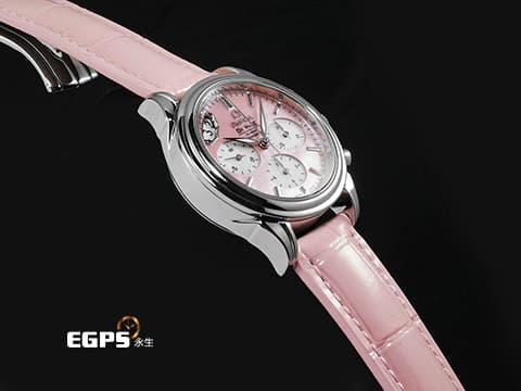 OMEGA 歐米茄 DE VILLE 碟飛系列 48787434 4878.74.34&nbsp;不鏽鋼材質&nbsp;粉色珍珠貝母 熊貓計時面盤面盤 同軸擒縱 自動上鍊 35mm