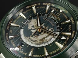OMEGA 歐米茄 Seamaster 海馬 Aqua Terra 150系列 Worldtimer 世界時區 22032432210001 不鏽鋼材質 <font color="#99dd6e">綠色甲板紋浮雕地圖面盤</font> <font color="#FF0000">2024年保卡 </font> 同軸擒縱 自動上鍊 43mm