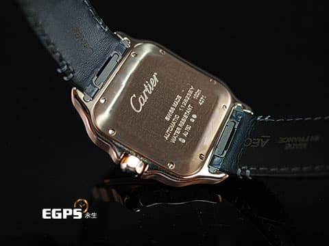 CARTIER 卡地亞 Santos de Cartier 山度士 大型款 WGSA0019 經典藍鋼指針 鑲嵌藍色尖晶石錶冠&nbsp;玫瑰金材質 大三針&nbsp;2026年保卡「QuickSwitch」錶帶快拆系統&nbsp;自動上鍊 40mm
