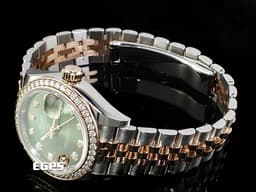 ROLEX 勞力士 Lady-Datejust 279381RBR 279381 蠔式日誌型 不鏽鋼&18K玫瑰金材質 半金款 <font color=#9de498>原鑲鑽石錶圈 橄欖綠色面盤</font> <font color=#ff0000>2018年保卡 紀念型錶帶（Jubilee）</font> 自動上鍊 28mm