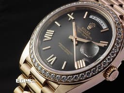ROLEX 勞力士 Day-Date 40 DD40 蠔式 星期日曆型 228345RBR 18K永恆玫瑰金&nbsp;<font color="#fdc7aa">18K玫瑰金金立體羅馬數字時標</font>&nbsp;<font color="#05f0f0">漸變石板灰色 原廠鑲嵌鑽石錶圈</font>&nbsp;<font color="#FF0000">2025年保卡</font>&nbsp;自動上鍊 40mm