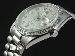 ROLEX 勞力士 Oyster Perpetual Day-Date 18346 蠔式 DD 星期日曆型 PT950 鉑金材質&nbsp;<font style="font-size: 10pt;" color="#05f0f0">原廠鑲嵌鑽石錶圈、時標 冰藍色經典電腦浮雕紀念面盤</font><span style="font-size: 10pt;"><font color="#fafa01">『極為少見的鉑金羚羊頭圖騰』</font><font color="#fa00fa">＊絕版增值中</font> 自動上鏈 36mm</span>