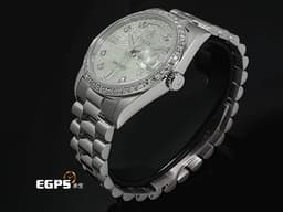 ROLEX 勞力士 Oyster Perpetual Day-Date 18346 蠔式 DD 星期日曆型 PT950 鉑金材質&nbsp;<font style="font-size: 10pt;" color="#05f0f0">原廠鑲嵌鑽石錶圈、時標 冰藍色經典電腦浮雕紀念面盤</font><span style="font-size: 10pt;"><font color="#fafa01">『極為少見的鉑金羚羊頭圖騰』</font><font color="#fa00fa">＊絕版增值中</font> 自動上鏈 36mm</span>