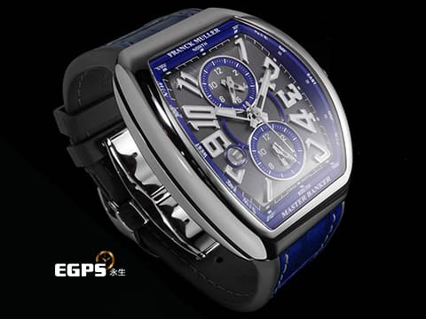 Franck Muller 法蘭穆勒 FM Master Banker V45 MB SC DT NOTZ 銀色拉絲不鏽鋼面盤 GMT 三地時區&nbsp;2025年保單 限量50支&nbsp;自動上鏈 44x54 mm