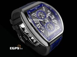 Franck Muller 法蘭穆勒 FM Master Banker V45 MB SC DT NOTZ <font color="#0582f5">銀色拉絲不鏽鋼面盤 GMT 三地時區</font>&nbsp;<font color="#ff0000">2025年保單 限量50支</font>&nbsp;自動上鏈 44x54 mm