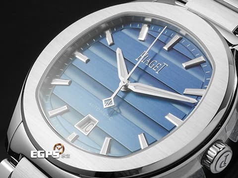 PIAGET 伯爵 Polo Signature Date 系列 G0A51032 枕型 藍色緣飾紋理面盤&nbsp;不鏽鋼材質 2026年保卡 自動上鍊 42mm