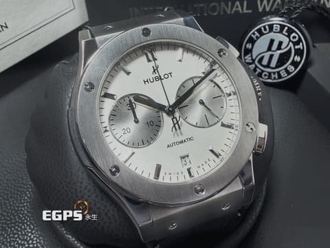 Hublot宇舶 ClassicFusion經典融合系列 521.NX.2611.LR 鈦金屬材質 特色銀白蛋白石面盤 鍍銠銀色指針與條形時標&nbsp;自動上鍊 45mm